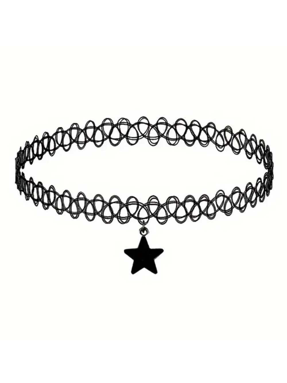 Black Tattoo Choker Necklace with Star Charm